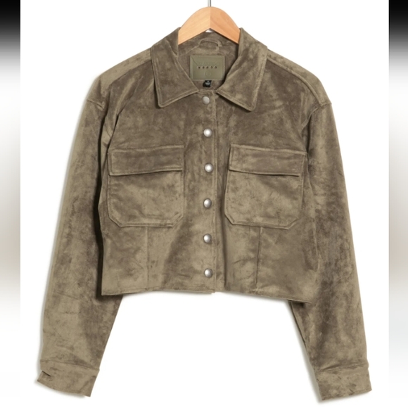 Blank NYC Jackets & Blazers - 🆕 Blank NYC | Faux Suede Crop Trucker Jacket Rosemary Green Size Small